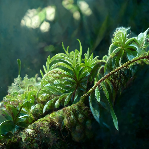 緑の植物の花の花と自然の背景