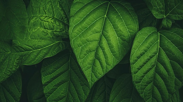 Природный фон с текстурой зеленого листа крупным планом