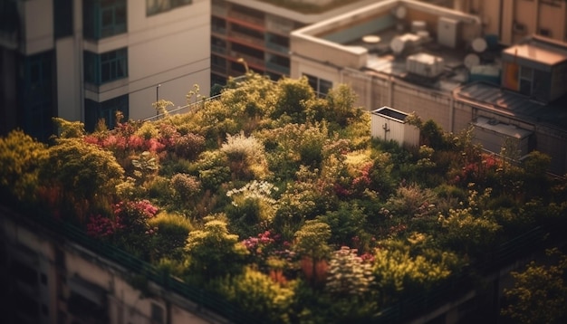 写真 都市に咲く自然美 aiが生成する近代建築と庭園