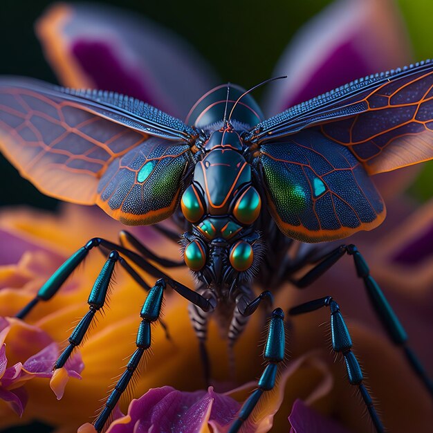 Nature beauty captured macro view of insect generative AI