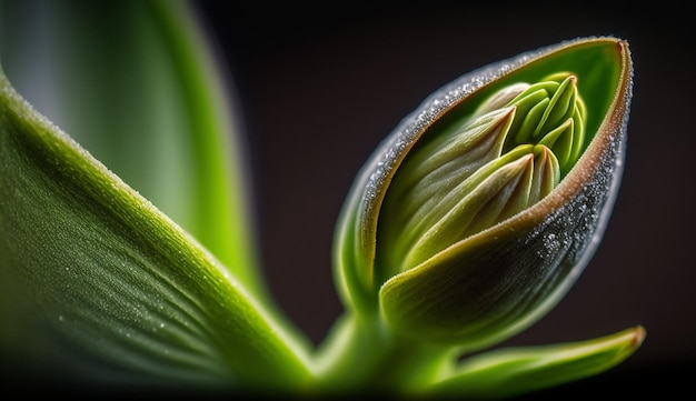 Nature beauty in macro green plant leaf generated by AI