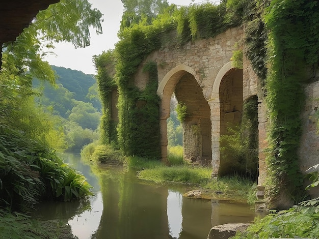 Nature beauty in an old ruin a famous travel destination