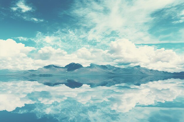 Nature beauty reflected in the sky mountains and water generated