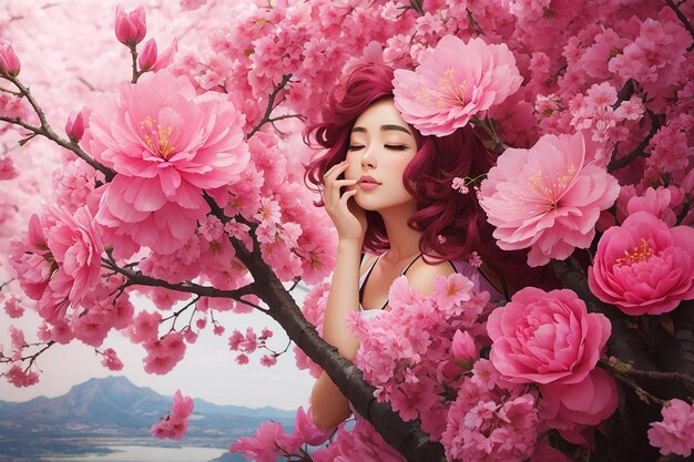 Photo nature beauty in a vibrant pink blossom