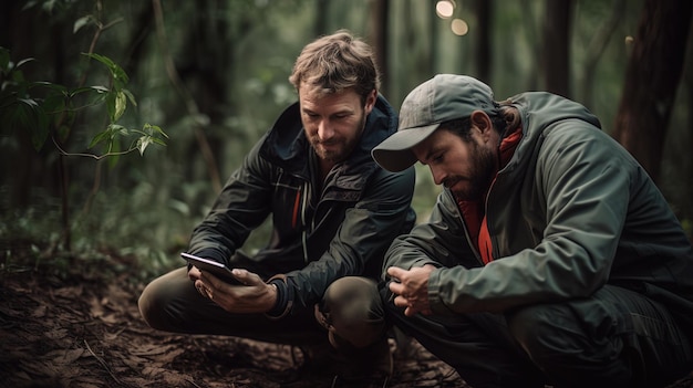 Nature Behavior Research Een foto van wetenschappers die technologie gebruiken om wilde dieren en planten te bestuderen en te beschermen