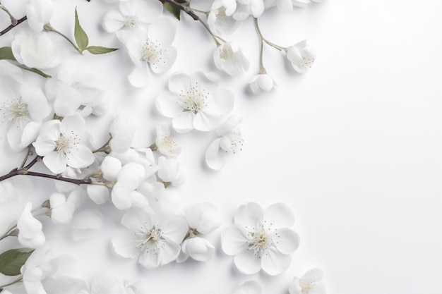 自然の花美しい結婚式の装飾 祝賀の背景 花の白い春 創造的なAI