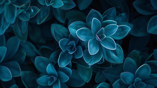 Photo nature bold blue background raw beauty surface suculent leaves plant detail unique d generative ai