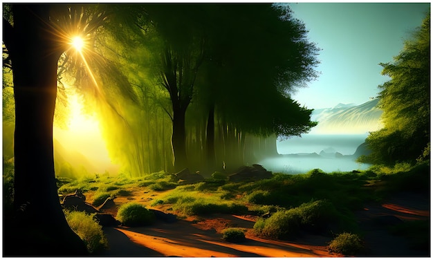 自然の色緑の眺め空デザイン木の風景風景の壁紙