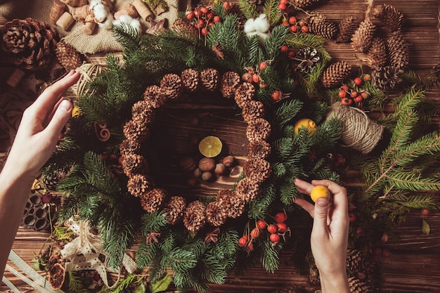 Nature components wreath - preparation for making natural eco decorations