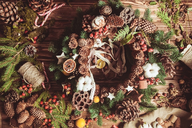 Nature components wreath - preparation for making natural eco decorations