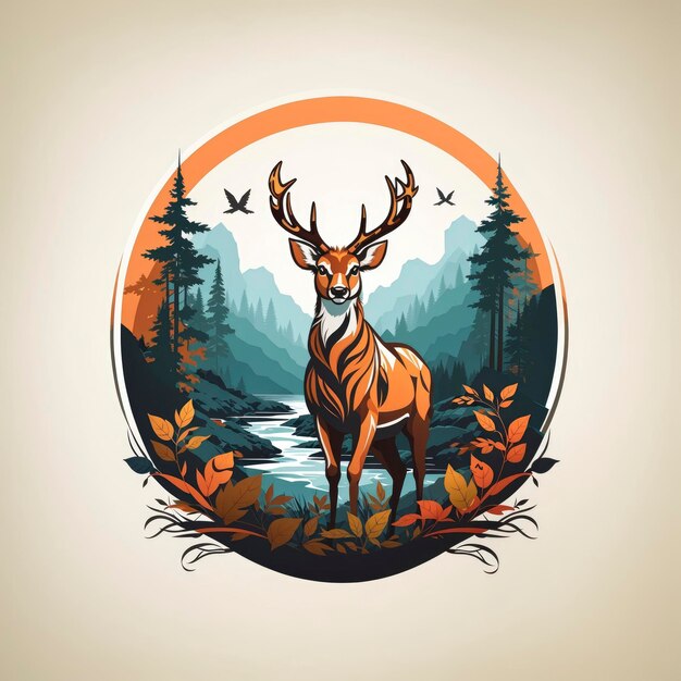 Photo nature deer logo design illustration