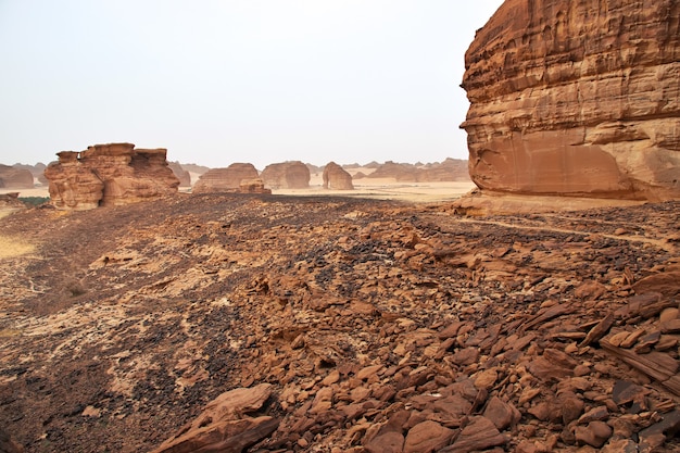 砂漠の自然はアルウラサウジアラビアを閉じます