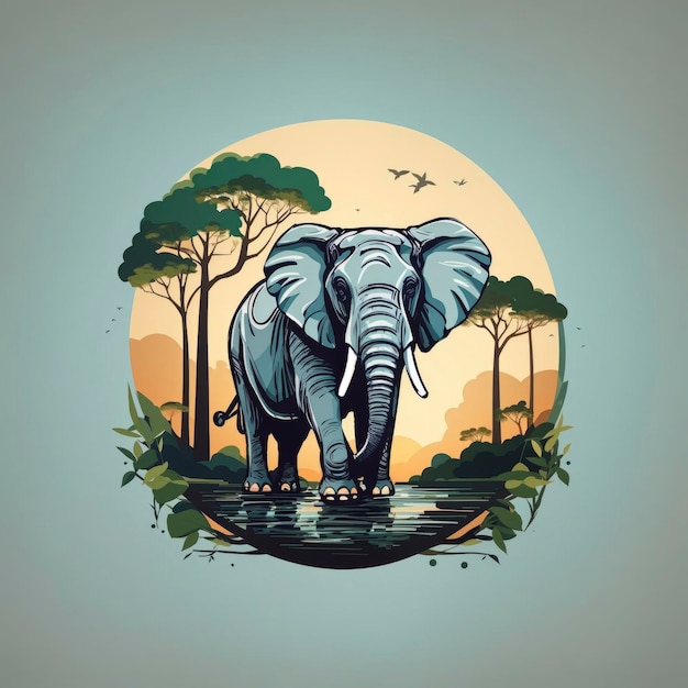 nature elephant logo design illustration