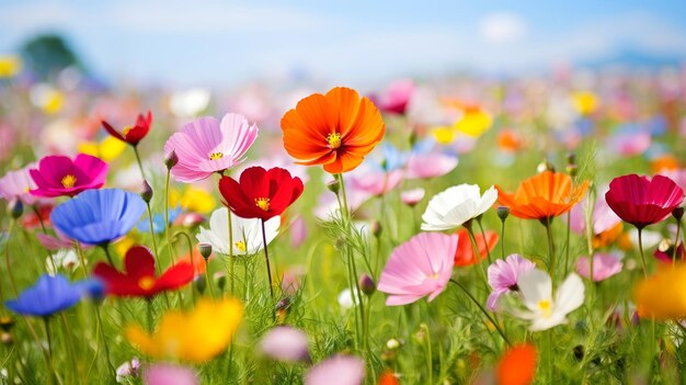 自然の花の背景は夏の初めに 色とりどりの自然の春の風景