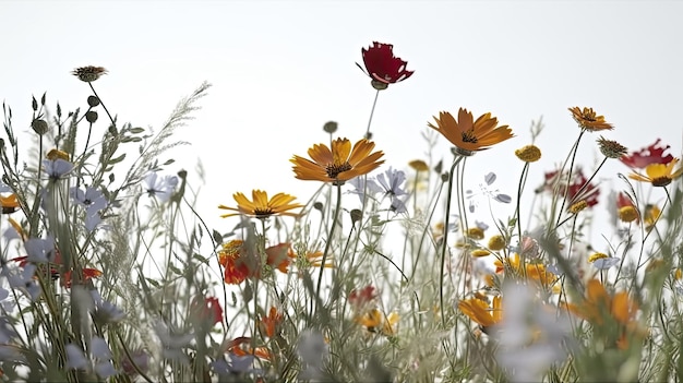 Nature Flowers On White Background