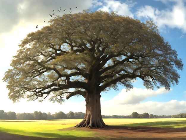 Foto un giardino naturale con l'immagine dell'uccello dell'albero