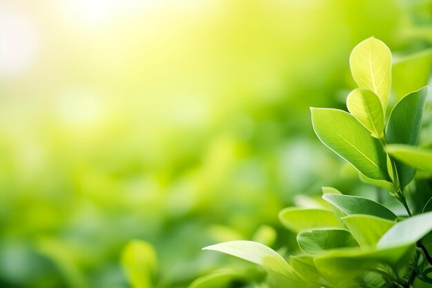 Nature of green leaf in a garden in summer under sunlight Spring background