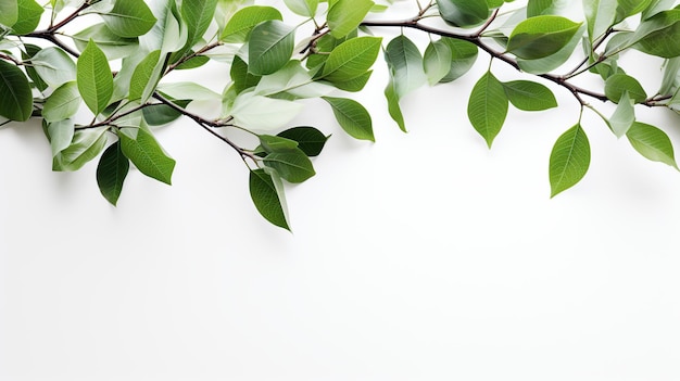 Nature green leaves on white background