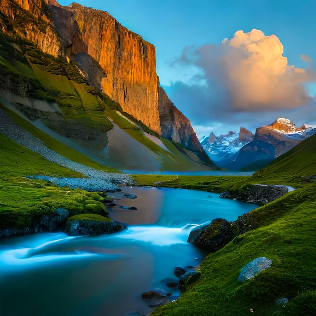 Nature harmony mountains architecture a beautiful view