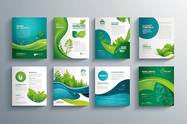 Photo nature and healthcare brochure cover design and flyer layout templates collection