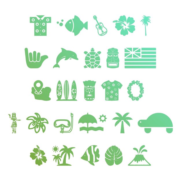 nature icons items gradient effect photo jpg vector set