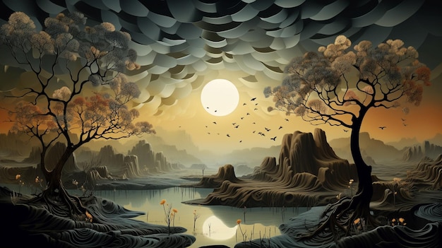 nature illustration surrealism style