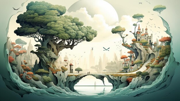 nature illustration surrealism style