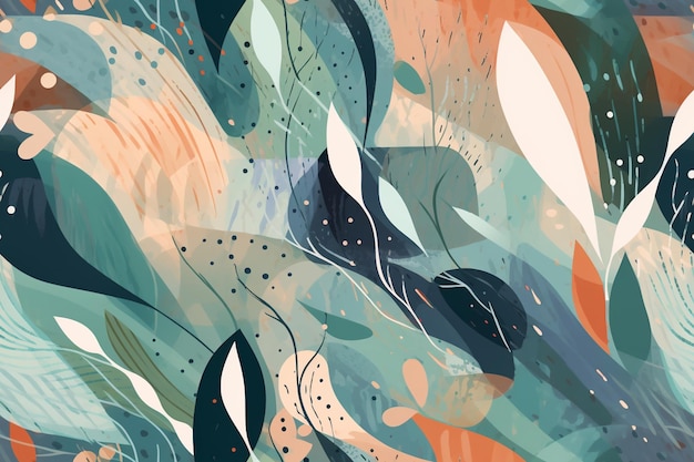 Photo nature inspired abstract artwork with organic shapes and soothing colors created with generative ai