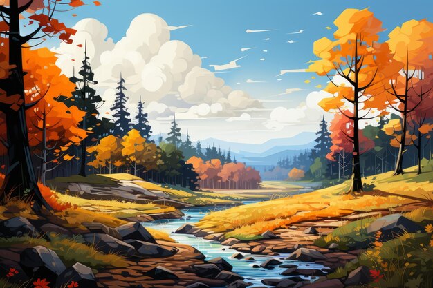 Nature inspired Scenes themed graphic Paint a tranquil autumn forest