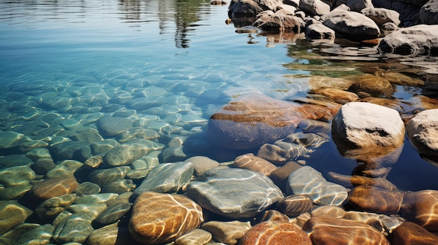 Nature lake rocks