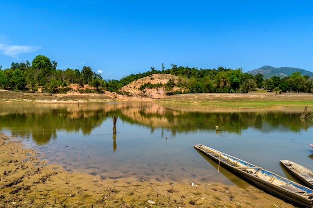 Nature lake with landscape Namngum Dam Vientiane laos