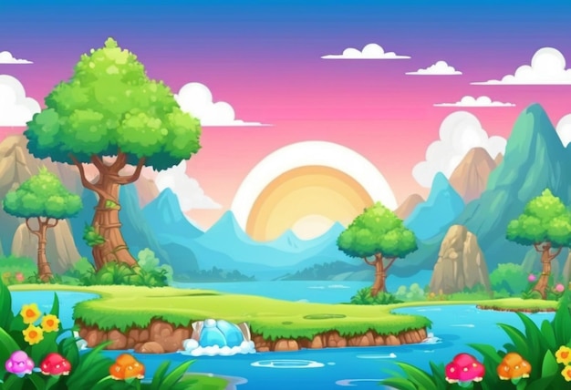 Premium Photo | Nature landscape background suitable for kids background