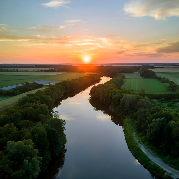 Nature landscape with river ai generated