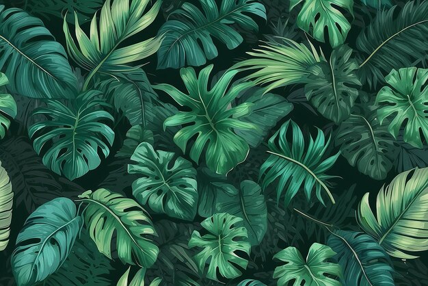 Photo nature leaves green tropical forest backgound illustration concept