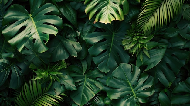 Nature leaves green tropical forest background concept