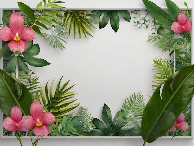 Nature mockup frame jungle floral frame