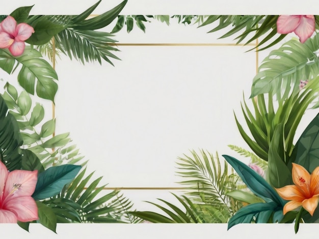 Nature mockup frame jungle floral frame