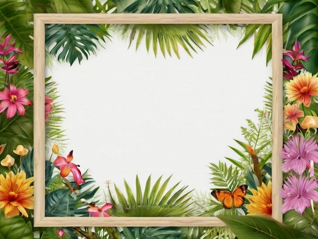 Nature mockup frame jungle floral frame