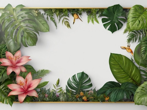 Nature mockup frame jungle floral frame