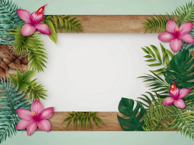 Nature mockup frame jungle floral frame