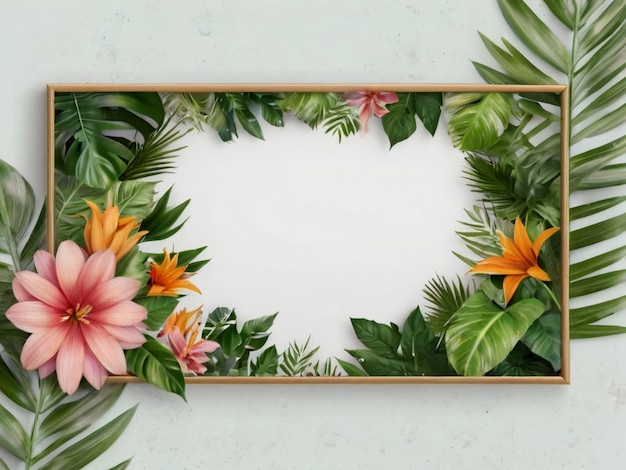 Nature mockup frame jungle floral frame