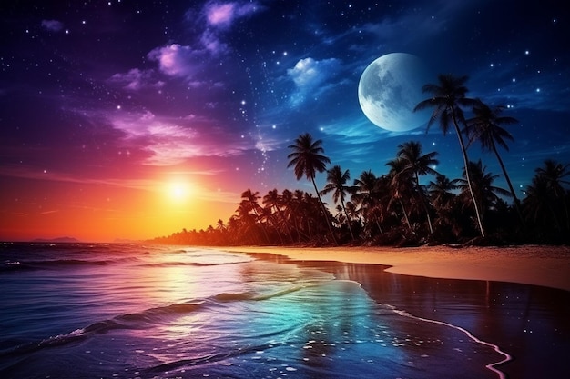 Photo nature moon paradise beach travel