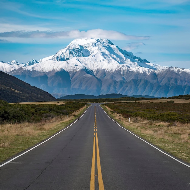 뉴질랜드 마운트 으로 가는 산악 배경 도로