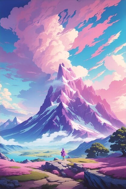 Nature mountains painted background