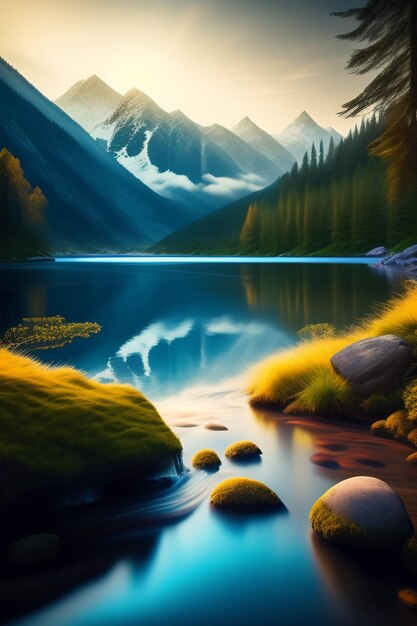 Nature nature elements mountains river sky birds