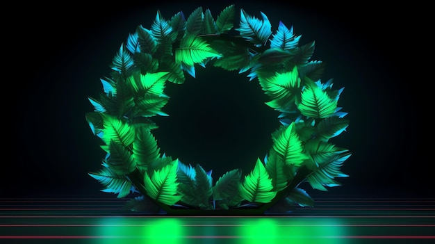 A Nature and Neon Realistic Leaves with Vibrant Frames