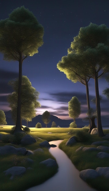 자연 밤 아름다운 전망 판타지 이미지 ai 생성 예술