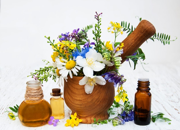 Nature oil with wildflowers