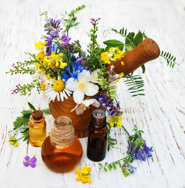 Nature oil with wildflowers 