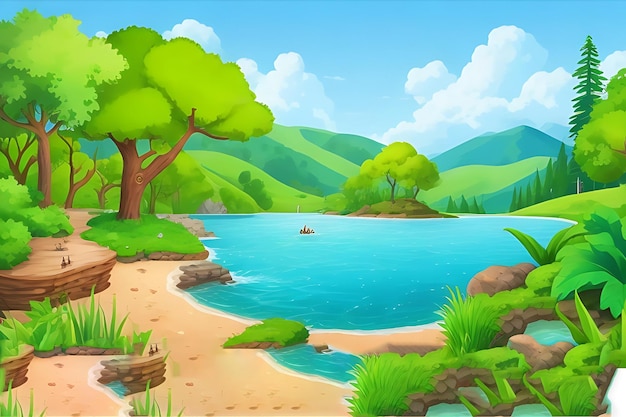 Nature outdoor forest mountain adventure illustration background